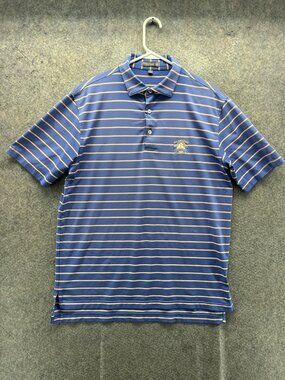 Peter Millar Summer Comfort Polo Shirt Mens Medium Blue Stripe U.S. Amateur Golf
